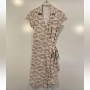 J McLaughlin Pink Chain Link Catalina‎ Cloth Wrap Dress Womens Size Medium (889)